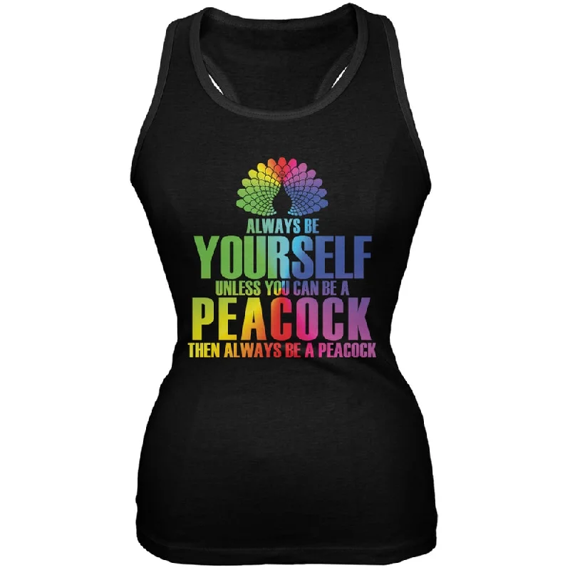 Always Be Yourself Peacock Black Juniors Soft Tank TopHooded T-Shirts