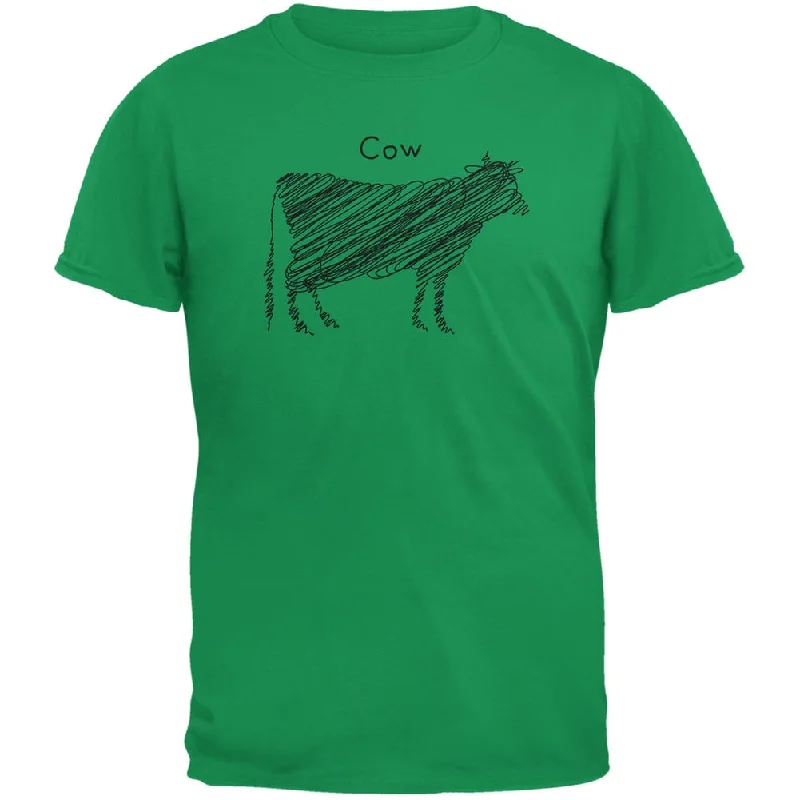 Cow Scribble Drawing Irish Green Adult T-ShirtRecycled Fabric T-Shirts