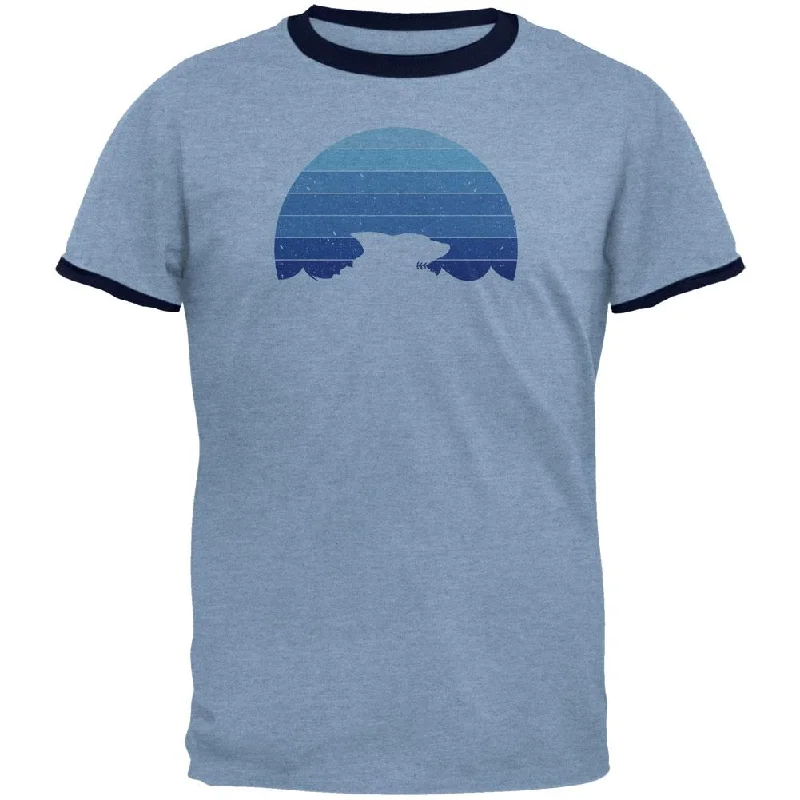 Ocean Shark Retro Sunset Blue Mens Ringer T ShirtLimited Edition T-Shirts