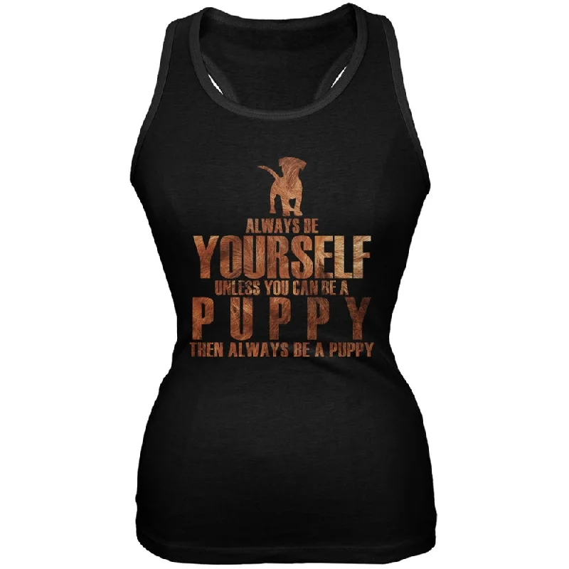 Always Be Yourself Puppy Black Juniors Soft Tank TopSkateboard T-Shirts