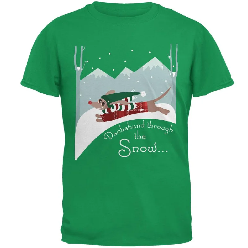 Christmas Dachshund Dashing Through the Snow Mens T ShirtUrban T-Shirts