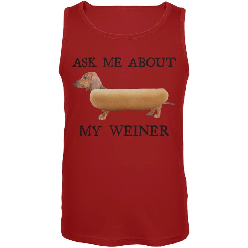 Ask Me About My Weiner Red Tank TopCrewneck T-Shirts