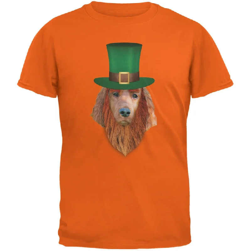 St. Patricks Day - Irish Setter Leprechaun Orange Adult T-ShirtFitted T-Shirts