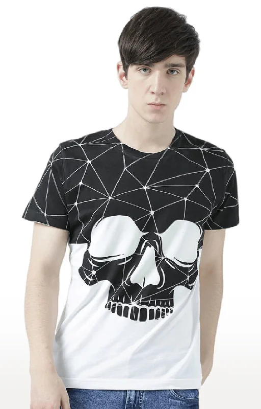 Huetrap White Mens Short Sleeve Graphic Printed Tshirt-HT17MKGRAWHT00877Recycled Fabric Short Sleeve Tops