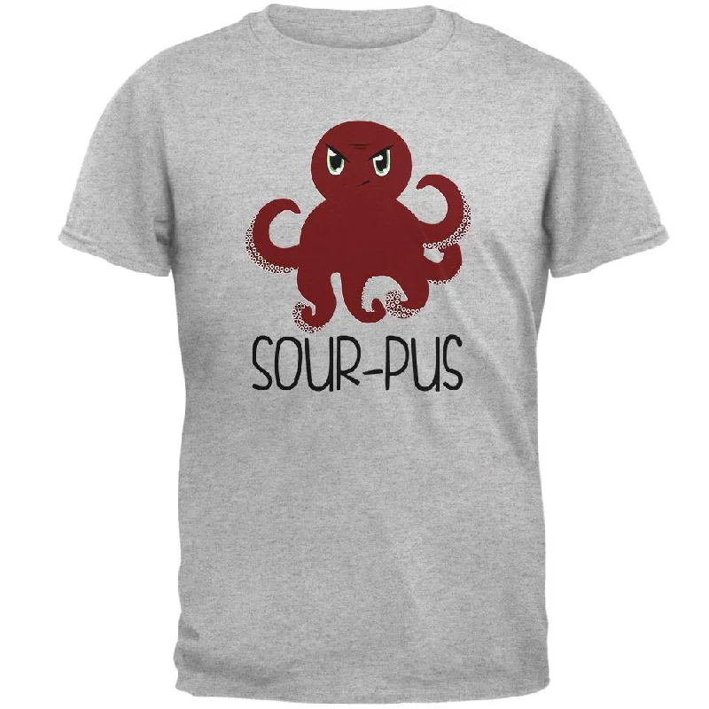 Octopus Sourpuss Funny Cute Mens T ShirtRibbed Cuff T-Shirts