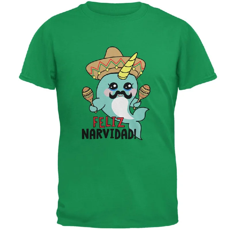 Christmas Narwhal Feliz Narvidad Navidad Mens T ShirtRelaxed Fit T-Shirts