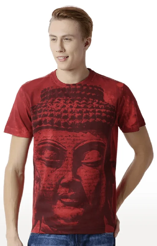 Huetrap Red Mens Short Sleeve Graphic Printed Tshirt-HT16MKGRARED00372Scoop Neck Short Sleeve Tops