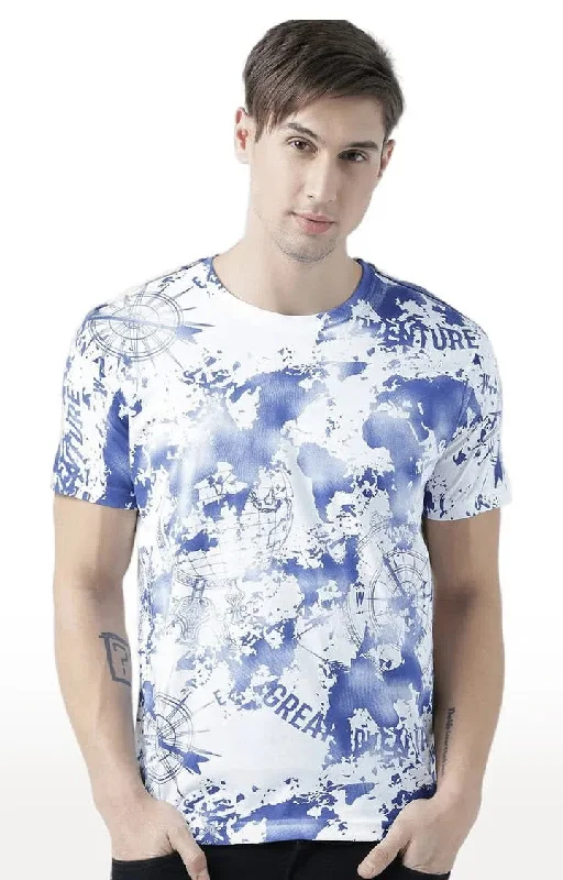 Huetrap White Mens Short Sleeve Graphic Printed Tshirt-HT17MKGRAWHT00773Fitted Short Sleeve Tops