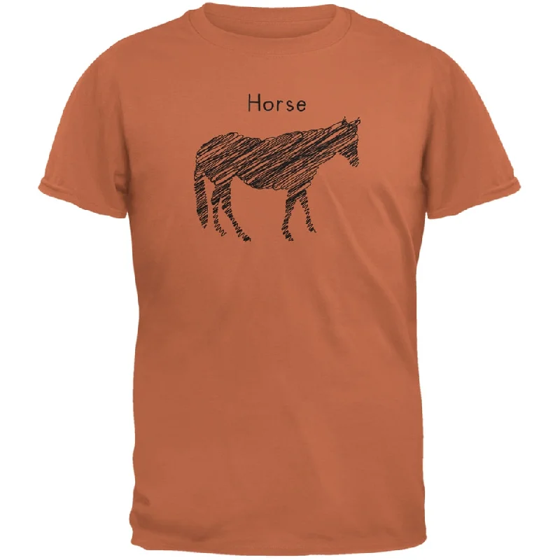 Horse Scribble Drawing Texas Orange Adult T-ShirtFleece T-Shirts