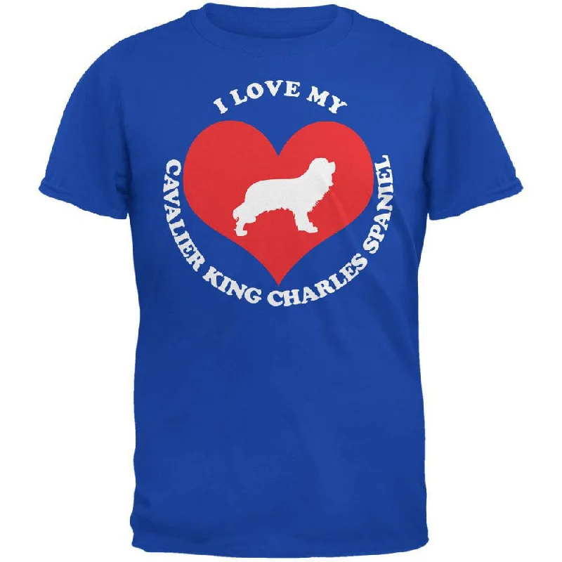 Valentines I Love My Cavalier King Charles Spaniel Royal Adult T-ShirtHooded T-Shirts