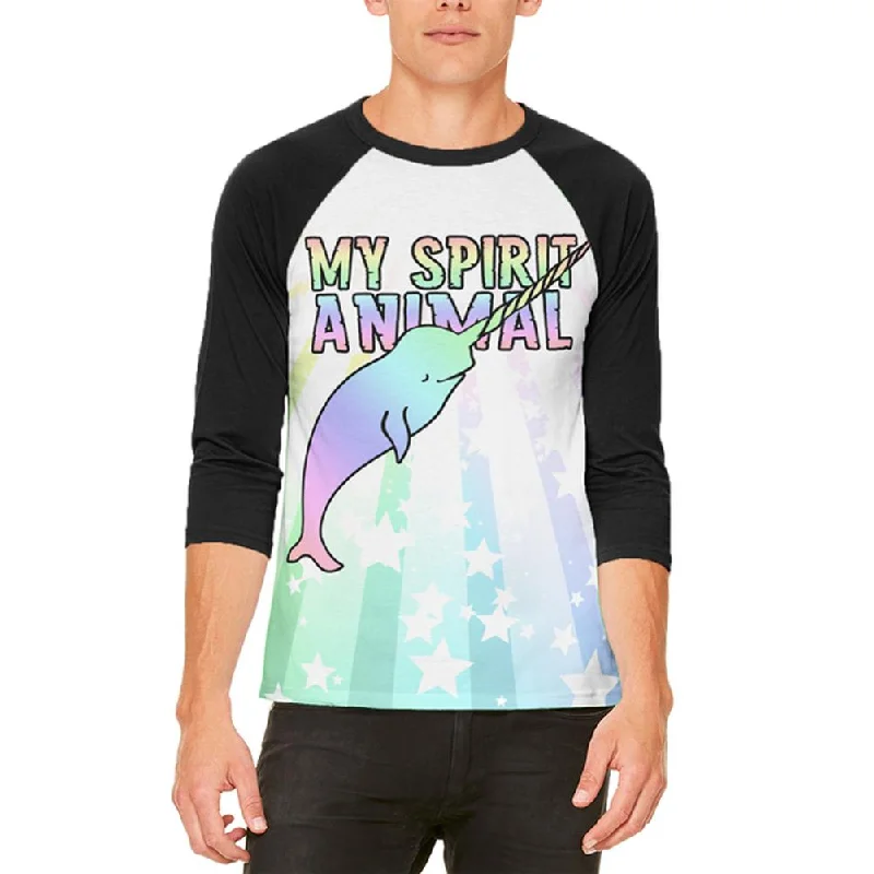 My Spirit Animal Narwhal Unicorn Of The Sea Pastel Mens Raglan T ShirtSequined T-Shirts