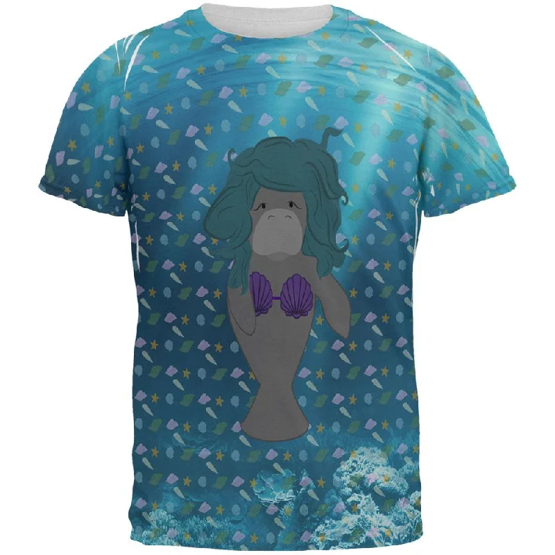 Manatee Mermaid Ocean Pattern All Over Mens T ShirtUrban T-Shirts