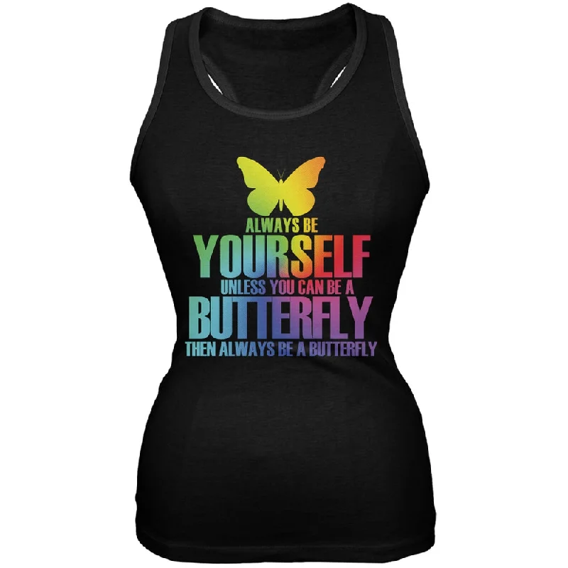 Always Be Yourself Butterfly Black Juniors Soft Tank TopStatement T-Shirts