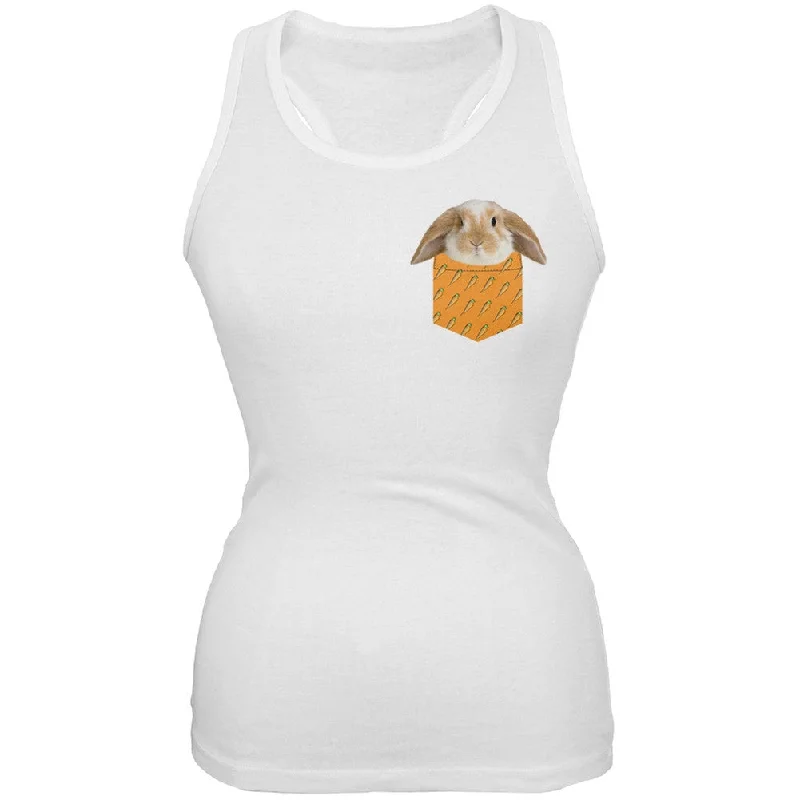 Faux Pocket Women's Bunny Tank TopButton-Up T-Shirts