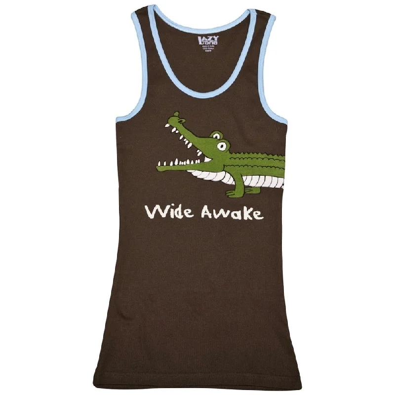 Alligator Wide Awake Juniors Tank TopLeather-Paneled T-Shirts