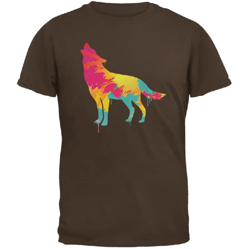 Splatter Wolf Brown Adult T-ShirtVelvet T-Shirts