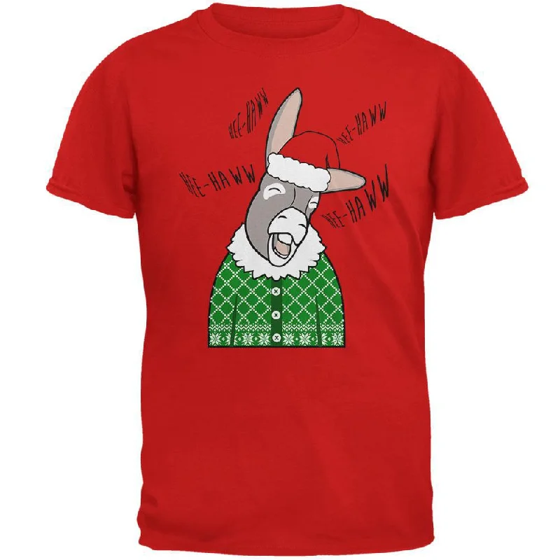 Italian Christmas Donkey Hee-Haw Funny Cute Mens Soft T ShirtRetro T-Shirts