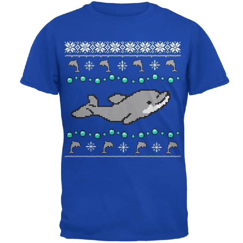 Ugly Christmas Sweater Dolphin Mens Soft T ShirtButton-Up T-Shirts