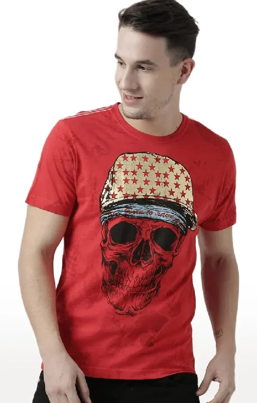 Huetrap Red Mens Short Sleeve Graphic Printed Tshirt-HT17MKGRARED01089Bamboo Short Sleeve Tops