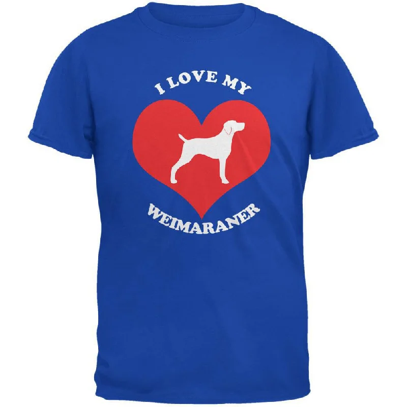 Valentines I Love My Weimaraner Royal Adult T-ShirtTie-Dye T-Shirts