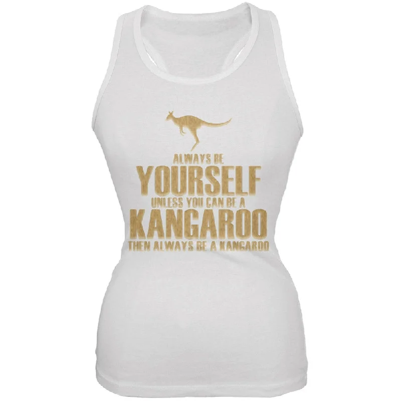 Always Be Yourself Kangaroo White Juniors Soft Tank TopBlended Fabric T-Shirts