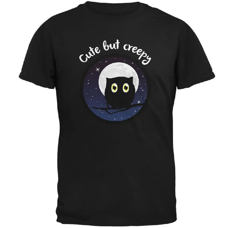 Owl Creepy But Cute Night Mens T ShirtYoga T-Shirts