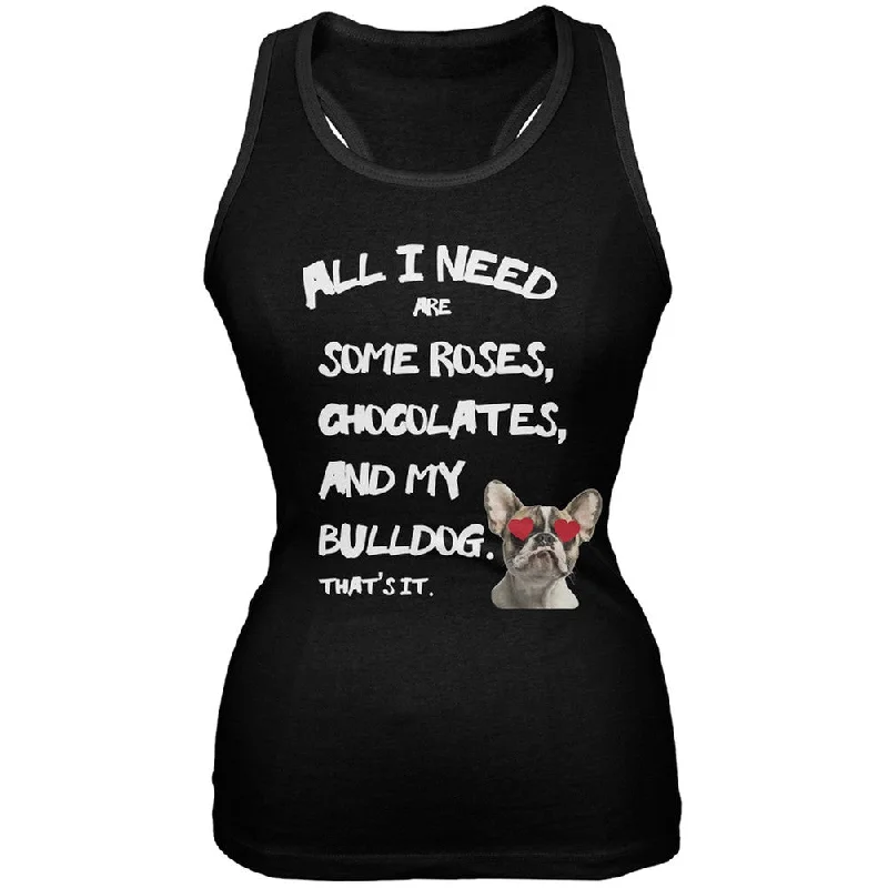 Valentine's Day - All I Need Is My French Bulldog Black Soft Juniors Tank TopWork T-Shirts