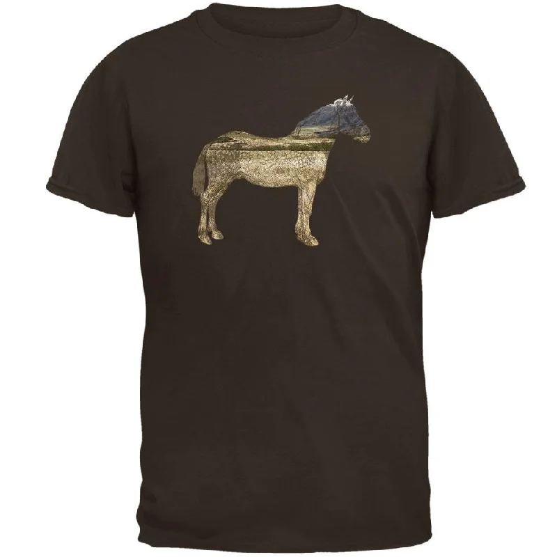 Horse Field Wild Mustang Mens T ShirtUV-Protection T-Shirts