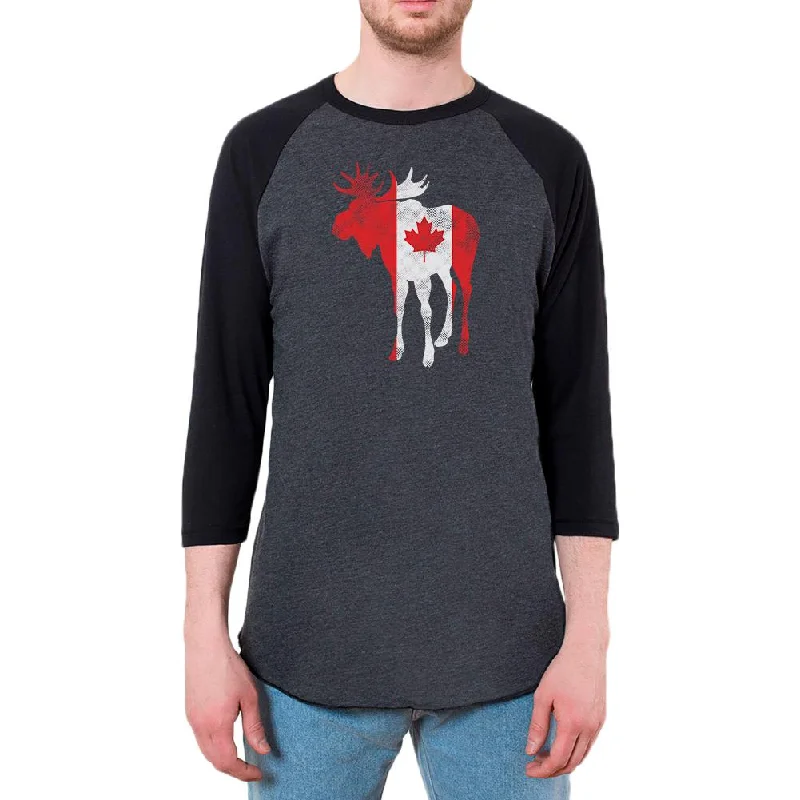 Great Canadian Moose Halftone Mens Raglan T ShirtUV-Protection T-Shirts