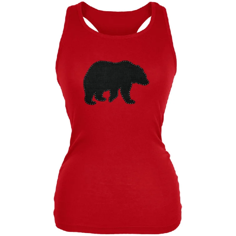 Bear Faux Stitched Red Juniors Soft Tank TopCollaborative T-Shirts