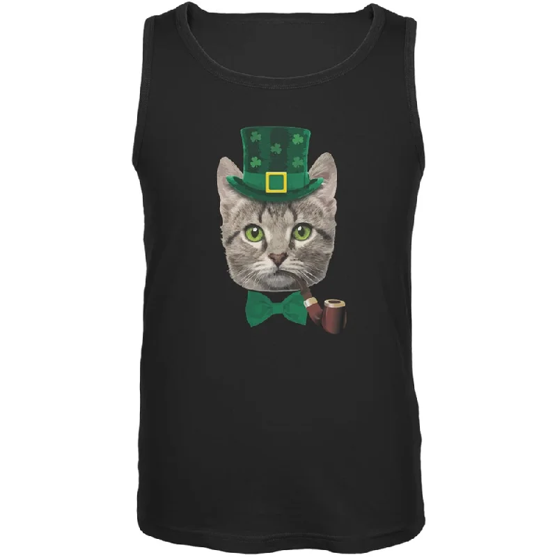 St. Patrick's Funny Cat Black Adult Tank TopFishing T-Shirts