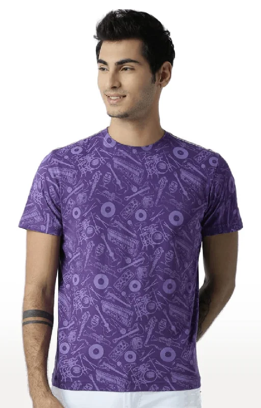 Huetrap Purple Mens Short Sleeve Graphic Printed Tshirt-HT16MKGRARPP00383Hunting Short Sleeve Tops