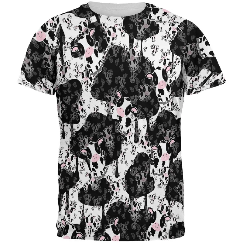 Cute Mad Cow Pattern All Over Mens T ShirtGym T-Shirts