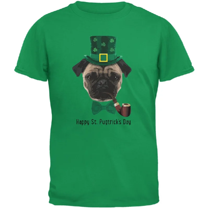 St. Patrick's -  Pugtrick's Day Funny Pug Irish Green Adult T-ShirtColorblock T-Shirts