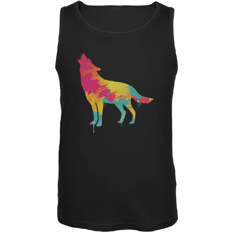 Splatter Wolf Black Adult Tank TopYoga T-Shirts