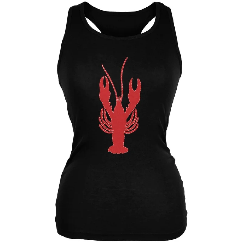 Summer - Lobster Faux Stitched Black Juniors Soft Tank TopCrewneck T-Shirts