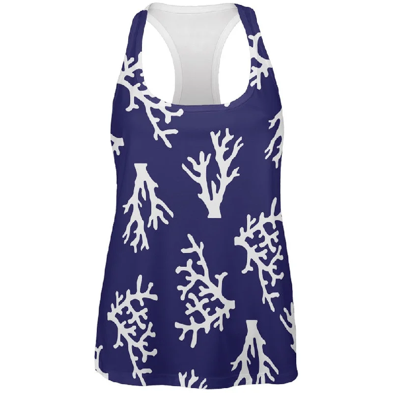 Coral on Navy All Over Womens Tank TopLimited Edition T-Shirts