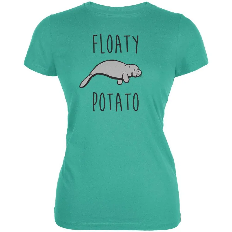 Floaty Potato Manatee Teal Juniors Soft T-ShirtGraphic T-Shirts