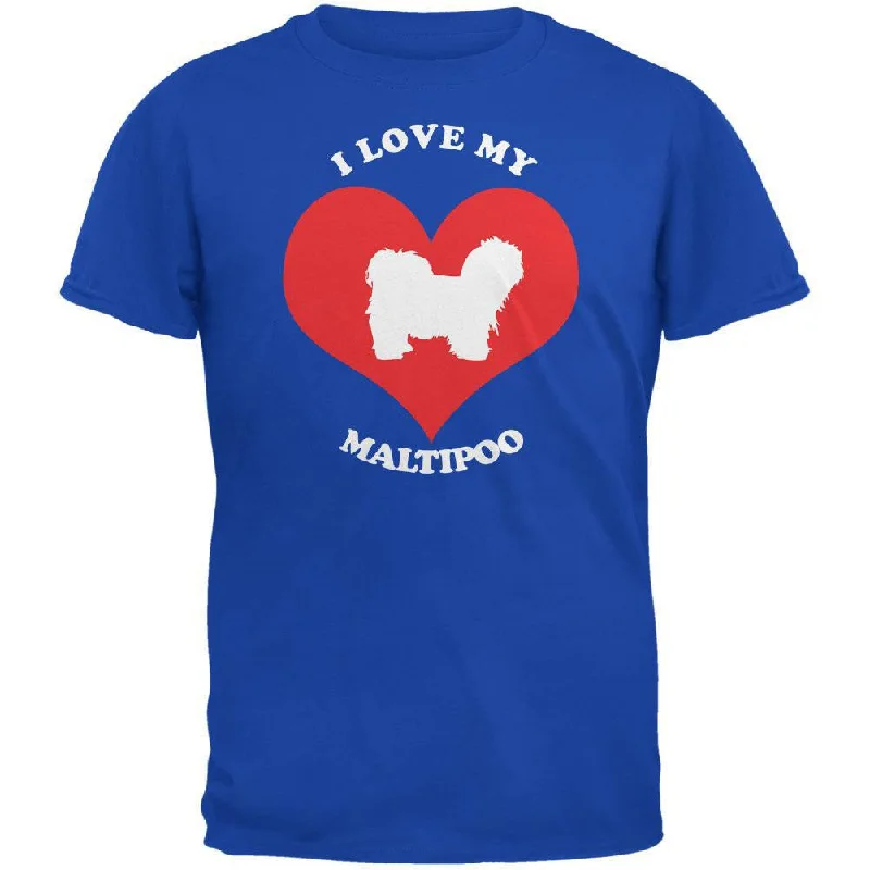 Valentines I Love My Maltipoo Royal Adult T-ShirtPrinted T-Shirts