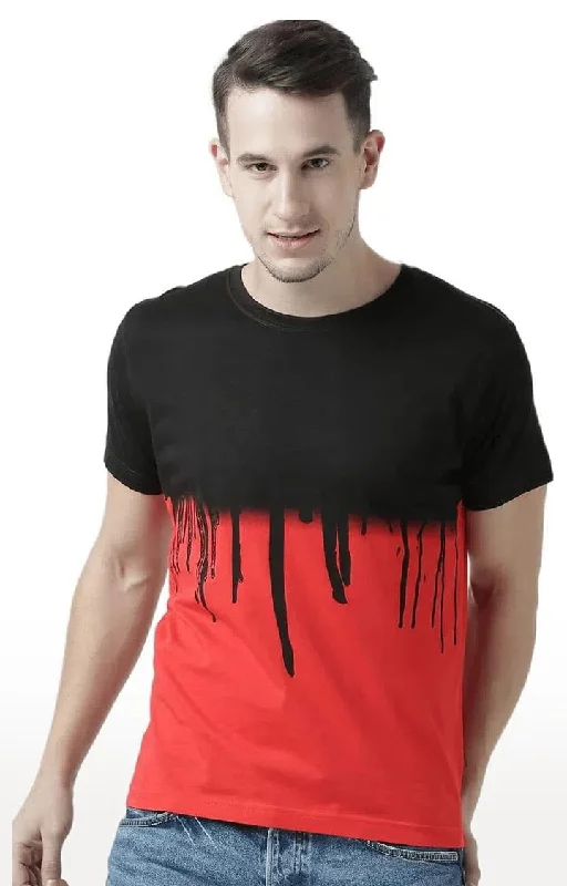 Huetrap Red Mens Short Sleeve Graphic Printed Tshirt-HT17MKGRARED00675Slim Fit Short Sleeve Tops