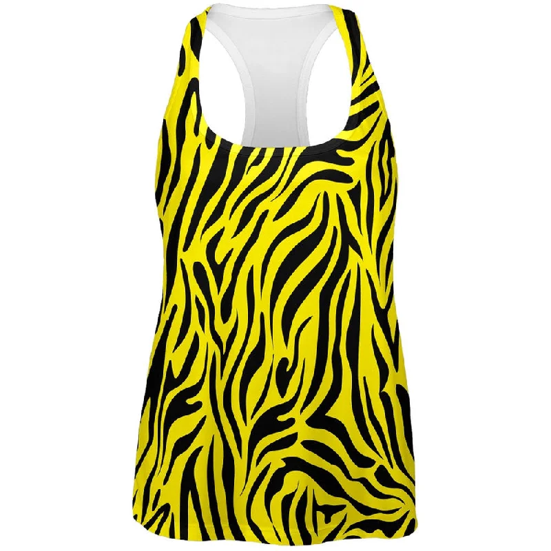 Zebra Print Yellow All Over Womens Tank TopRunning T-Shirts