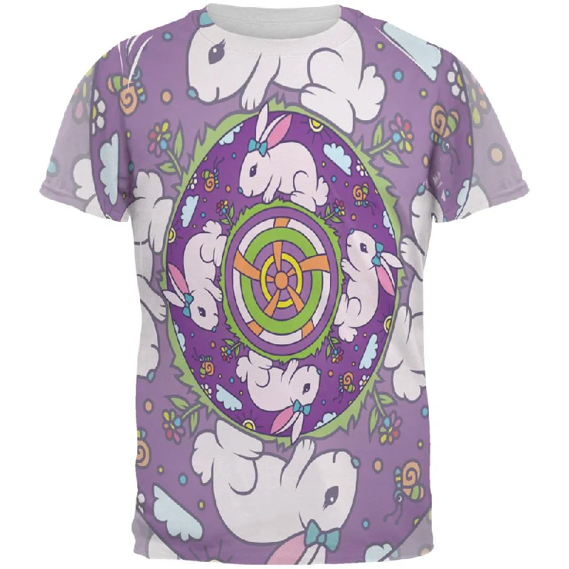 Mandala Trippy Stained Glass Easter Bunny All Over Mens T ShirtPainted T-Shirts