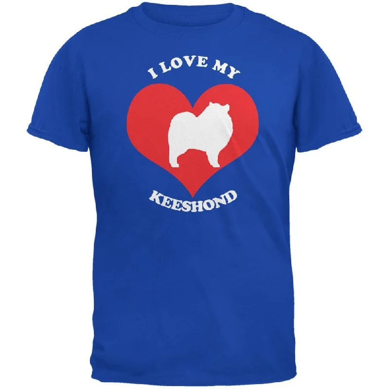 Valentines I Love My Keeshond Royal Adult T-ShirtCrewneck T-Shirts