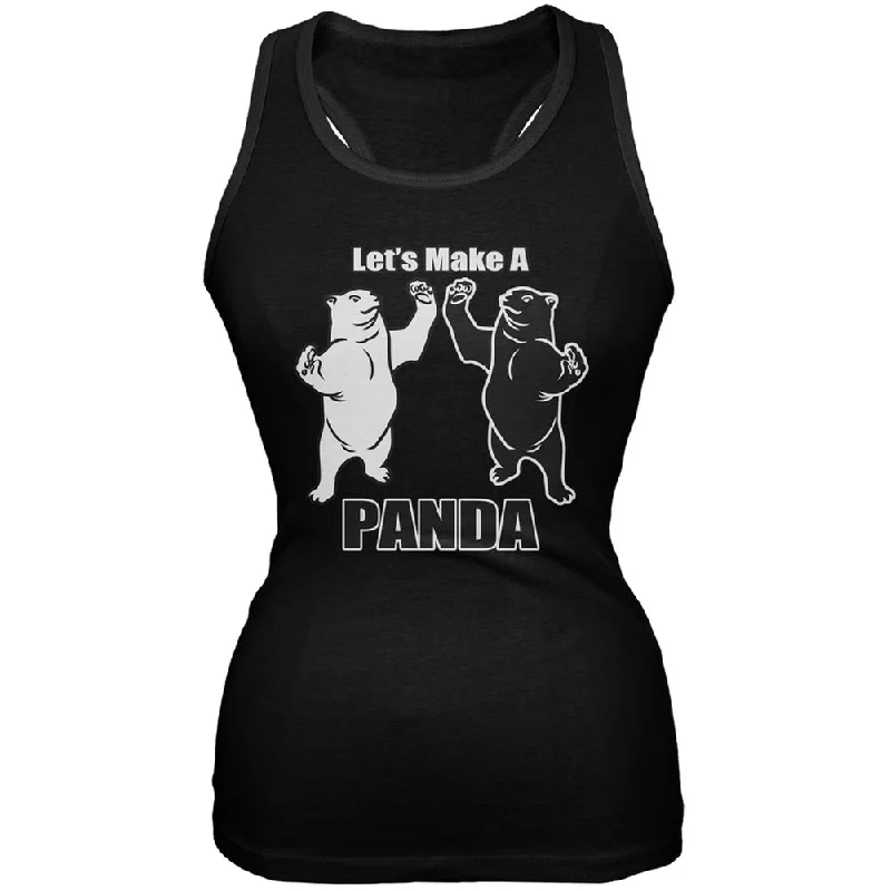 Let's Make a Panda Funny Black Juniors Soft Tank TopStudded T-Shirts