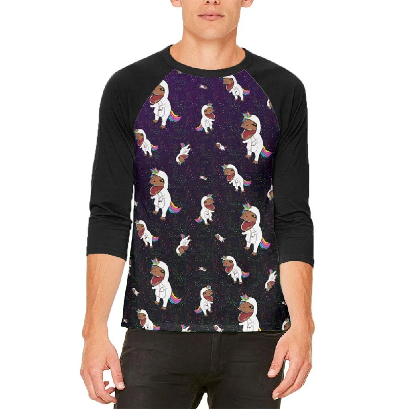 T-Rex Wearing Unicorn Costume Rexicorn Pattern Mens Raglan T ShirtVintage T-Shirts