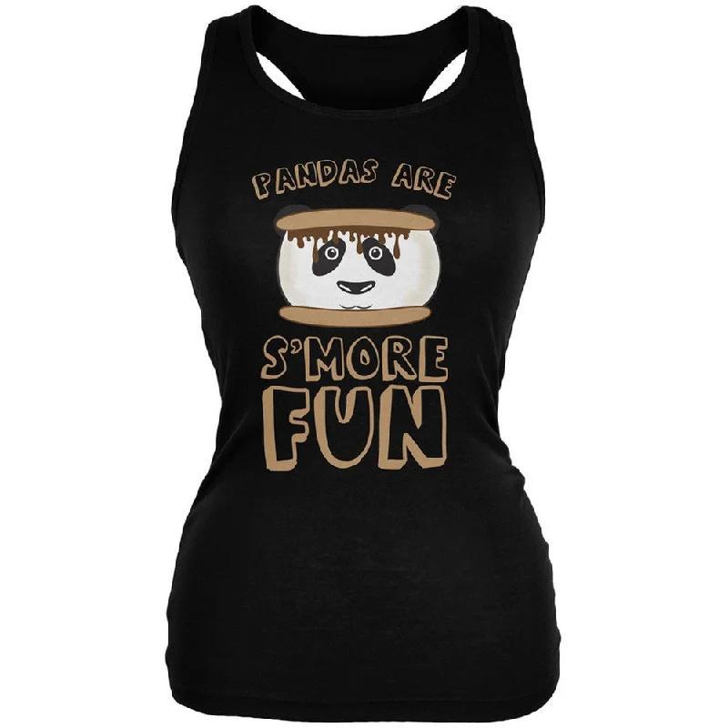 Pandas Are S'More Fun Black Juniors Soft Tank TopAsymmetrical T-Shirts