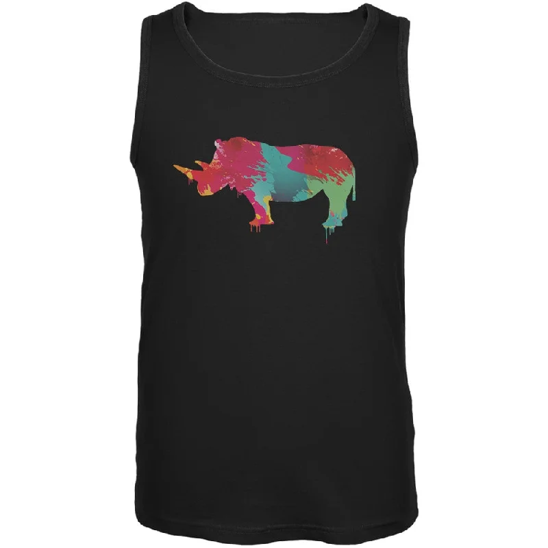 Splatter Rhino Black Adult Tank TopHiking T-Shirts