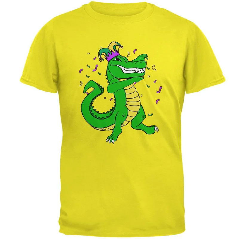 Mardi Gras Dabbing Alligator Jester Mens T ShirtBranded T-Shirts