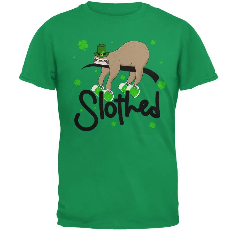 St. Patrick's Day Slothed Sloth Sloshed Drinking Mens T ShirtCollege T-Shirts