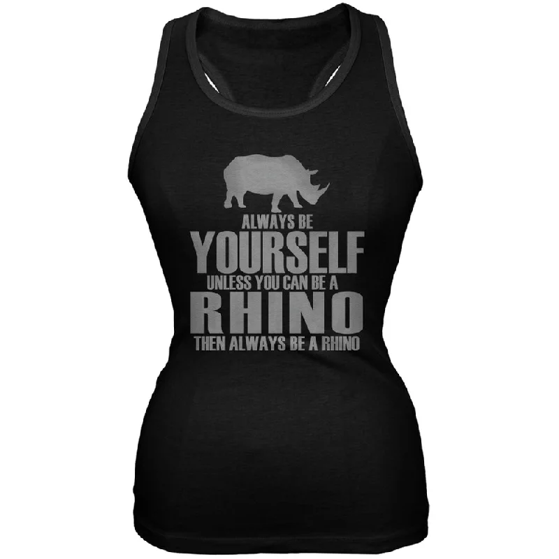 Always Be Yourself Rhino Black Juniors Soft Tank TopCompression T-Shirts